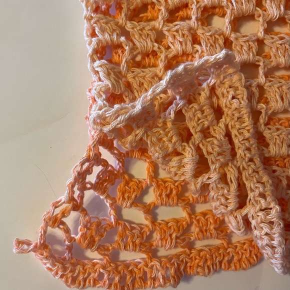 Beautiful Peachy Boho Tank Top 100% Cotton Hand Crochet - Picture 4 of 5